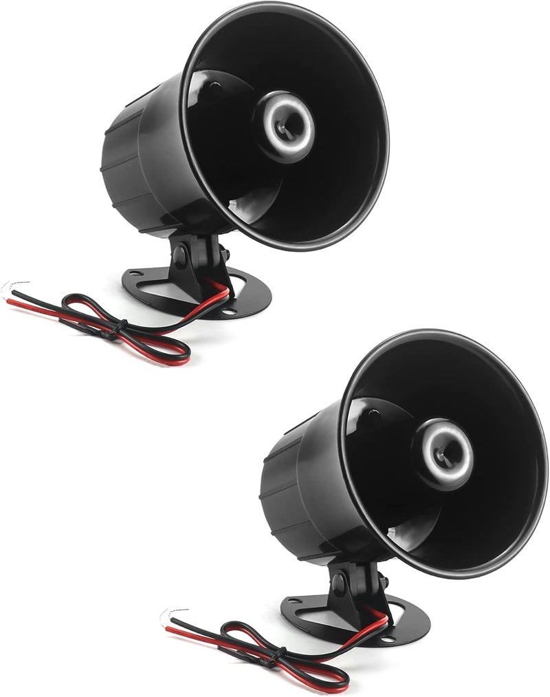 QWORK Electric Siren Horn, 2 Pack DC 12V Security Loud Wired Alarm Siren for Home Alarm System Security and Protection, 110 dB - Image 1